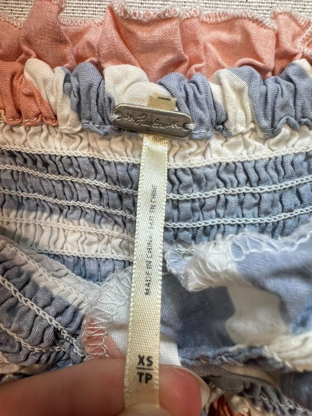 Harlow Women's Strapless Smocked Mini Dress Stretch Size XS Multicolor Stripe - Picture 3 of 11